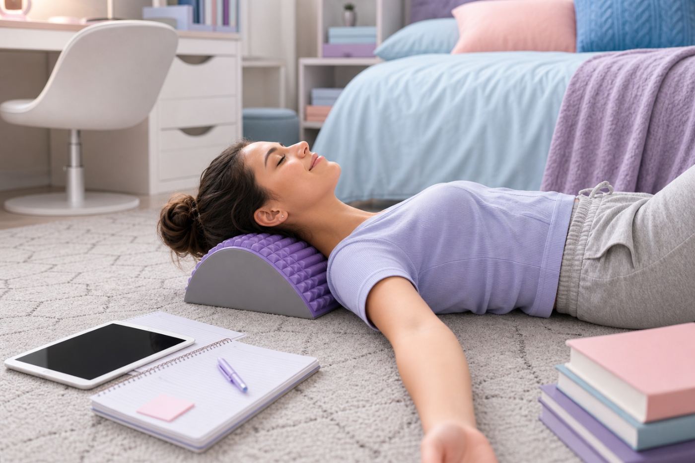 Student with lavender pillow